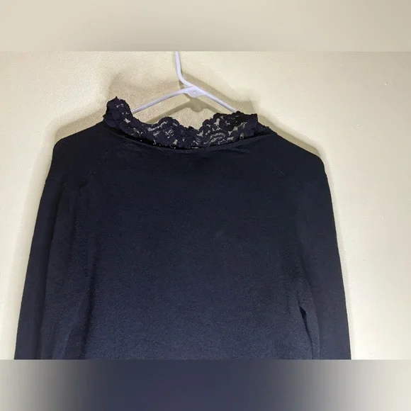 INC International Concepts Lace Trim Black Cardigan - Picture 8 of 9